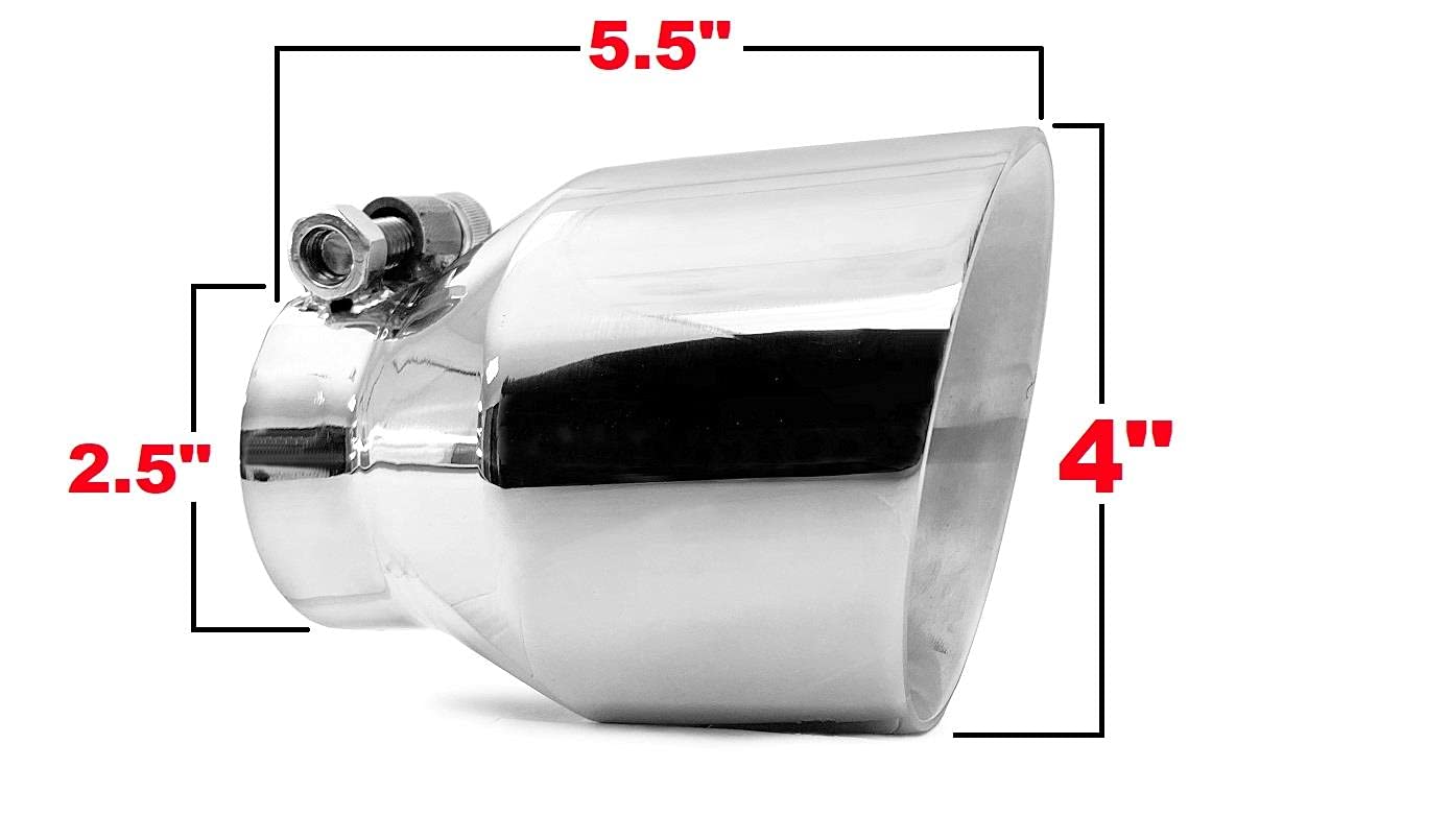 Colt Exhaust | (2 Pack) Stainless Steel Double Wall Round Exhaust Tips 2.5" Inches ID x 4" OD and 5.5" Long (Bolt on) | Automotive Replacement Part