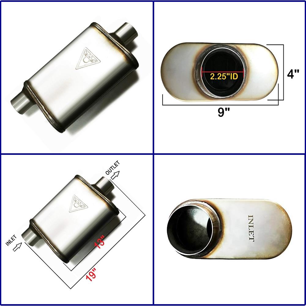 2.25" ID/OD | 19" Long | Single Chamber UNIVERSAL PERFORMANCE MUFFLERS