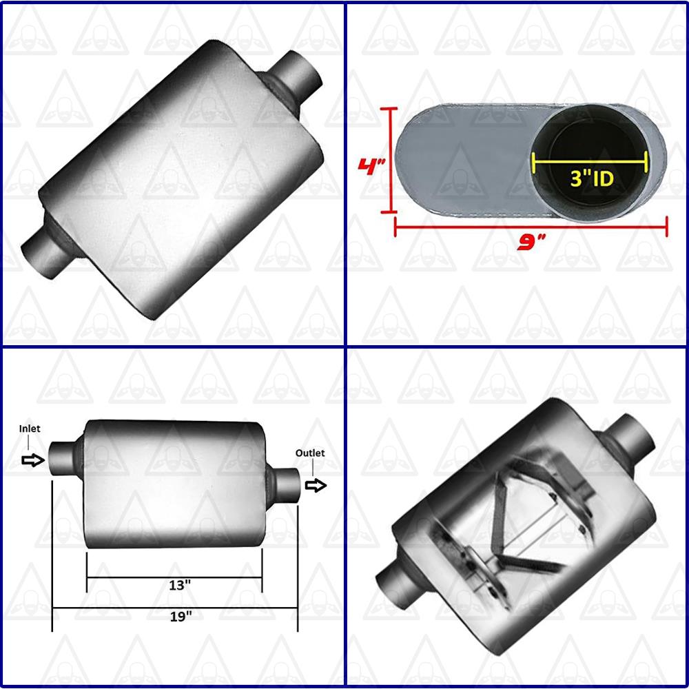 3" ID/OD | 19" Long | Single Chamber UNIVERSAL PERFORMANCE MUFFLERS