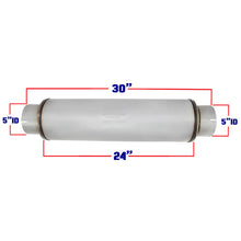 Universal Exhaust Muffler - 5 inches ID inlet / 5 inches outlet 24 inches body 30 inches Long