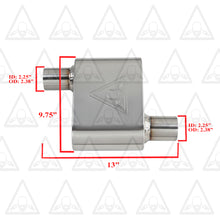 Stainless Steel Pair of Performance Universal Exhaust Muffler 2.25" ID | 2.38" OD | 13" Long