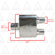 Stainless Steel Performance Universal Exhaust Muffler 3" ID x 2.5" ID x 13" Long