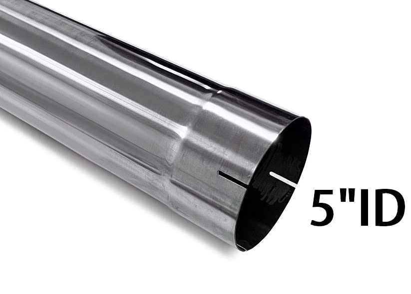 Polished Stainless Steel Exhaust Straight Pipe 5" ID x 51" Long