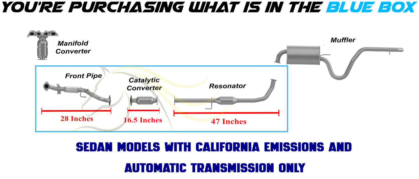 2007-2010 Hyundai Elantra 2.0L Front Exhaust Pipe, Catalytic Converter and Resonator | EPA Approved | SEDAN | California Emissions | Automatic Transmission