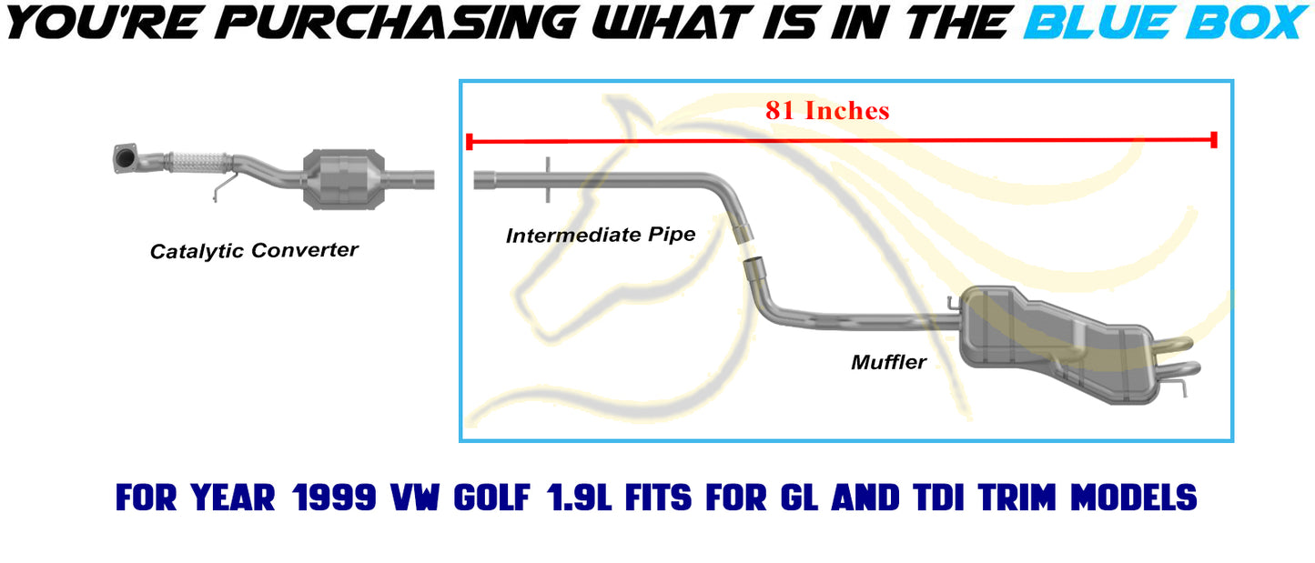1999-2006 Volkswagen Beetle and Golf 1.9L Exhaust Intermediate Pipe and Muffler | Stainless Steel