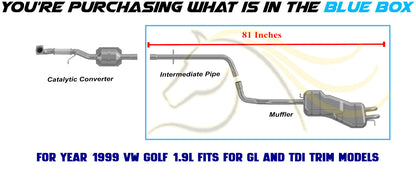 1999-2006 Volkswagen Beetle and Golf 1.9L Exhaust Intermediate Pipe and Muffler | Stainless Steel