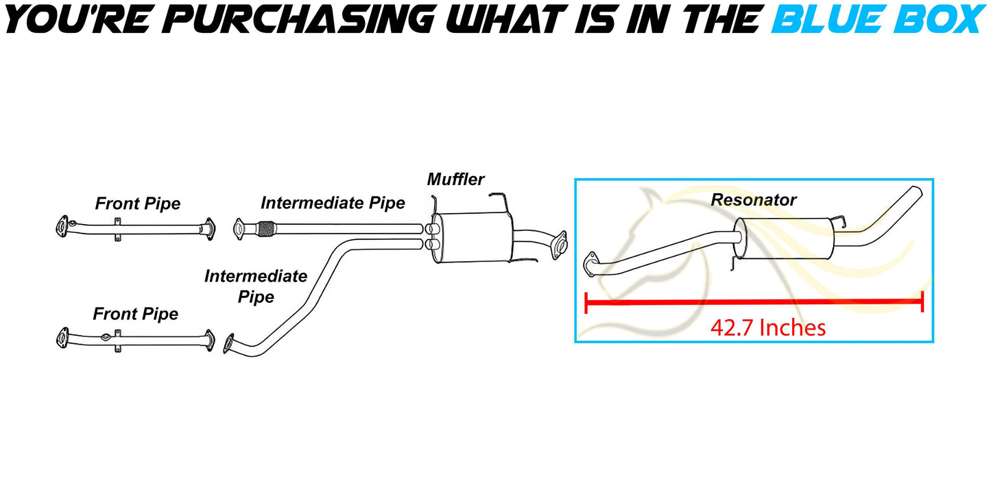 Exhaust Resonator Pipe for 1996-2000 Nissan Pathfinder and 1997-2000 Infiniti QX4 3.3L