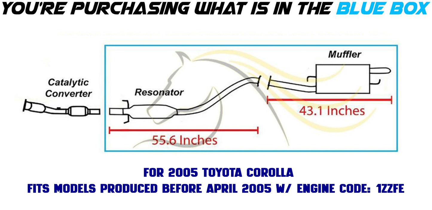 2003-2005 Toyota Corolla 1.8L Muffler Resonator Pipe Exhaust System Kit | For 1ZZFE Engine Code