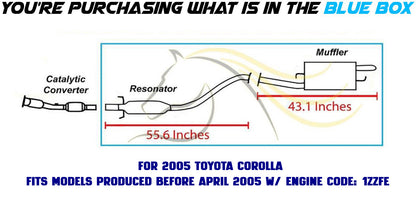 2003-2005 Toyota Corolla 1.8L Muffler Resonator Pipe Exhaust System Kit | For 1ZZFE Engine Code