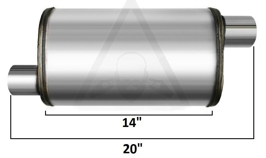 2.5" Inlet 2.5" Outlet Performance Universal Max Flow SS Muffler