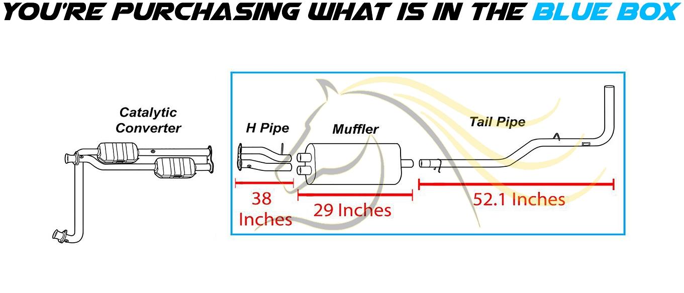 H Pipe, Muffler, and Tail Pipe for 1996-1999 Chevy/GMC C/K 1500 5.7L - 141.5" WB