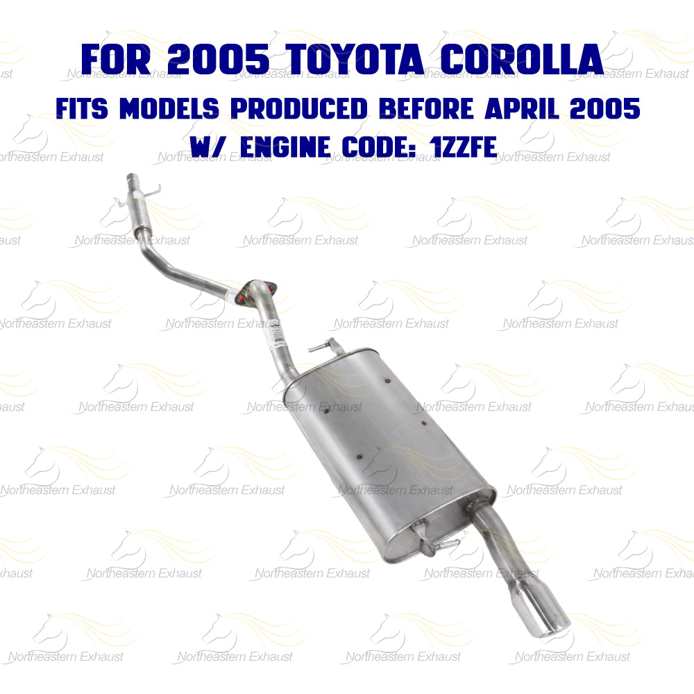 2003-2005 Toyota Corolla 1.8L Exhaust Resonator & Muffler w/ Hanger Stainless Steel