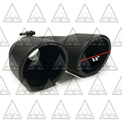 Set of Two Universal Black-Coated Dual Exhaust Tips 2.5" Inlet 3.5" Outlet