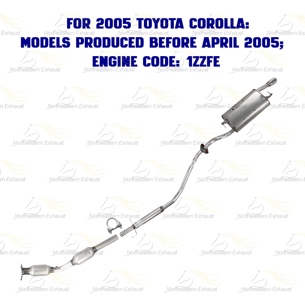 2003-2005 Toyota Corolla 1.8L Catalytic, Resonator Pipe and Muffler