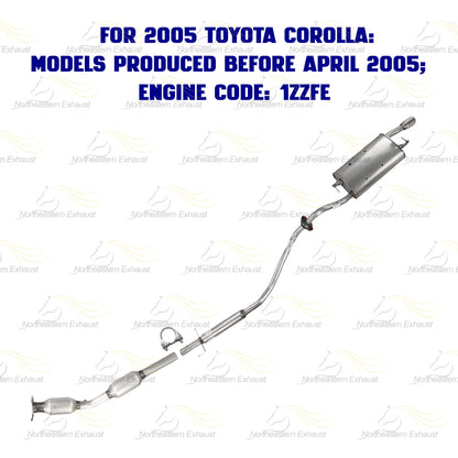 2003-2005 Toyota Corolla 1.8L Catalytic, Resonator Pipe and Muffler