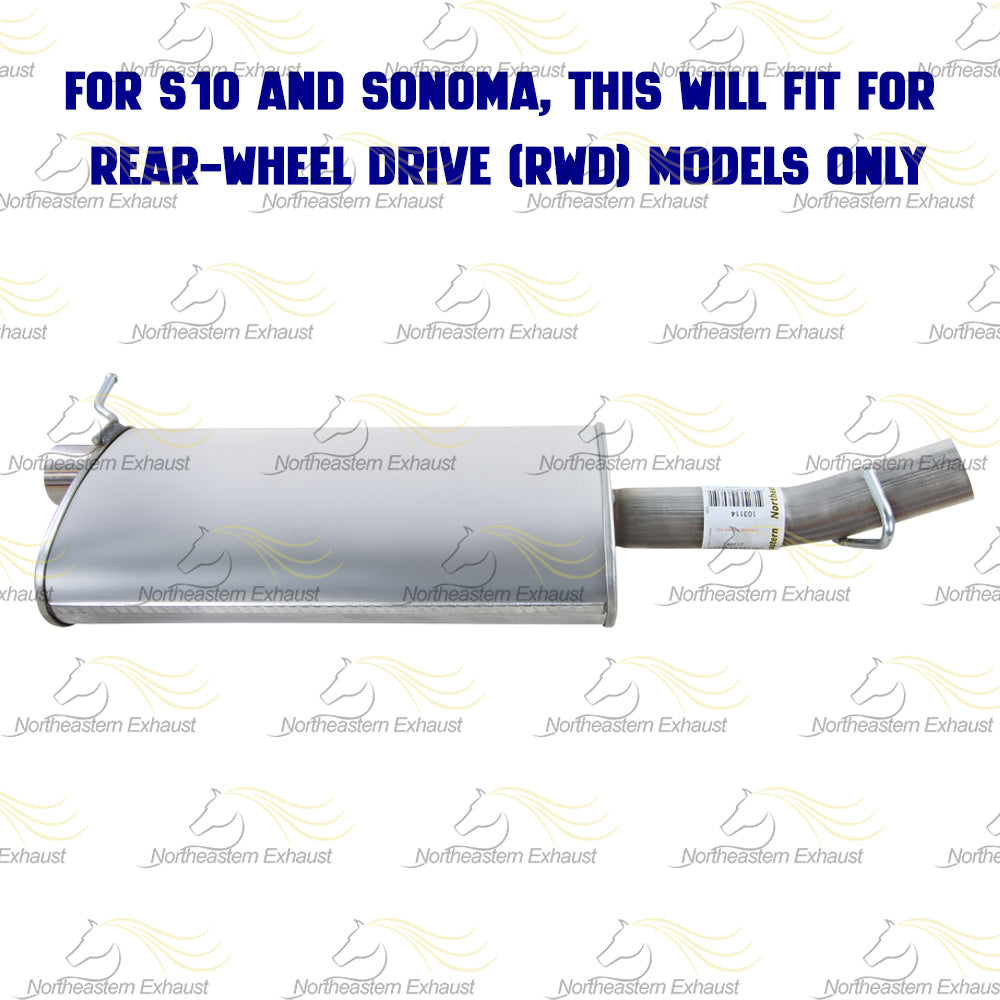 Northeastern Exhaust | Stainless Steel Exhaust Muffler with Hangers Compatible for Chevy S10/GMC Sonoma/Isuzu Hombre 1998-2000 2.2L |   Free Clamps and Hangers Included