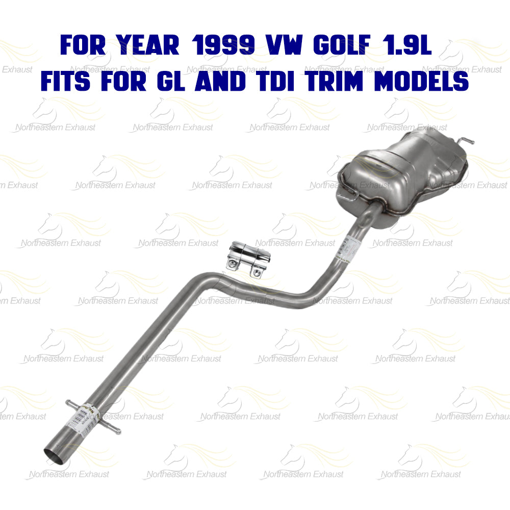 1999-2006 Volkswagen Beetle and Golf 1.9L Exhaust Intermediate Pipe and Muffler | Stainless Steel