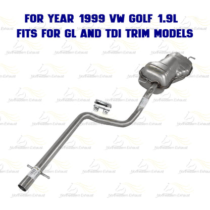 1999-2006 Volkswagen Beetle and Golf 1.9L Exhaust Intermediate Pipe and Muffler | Stainless Steel