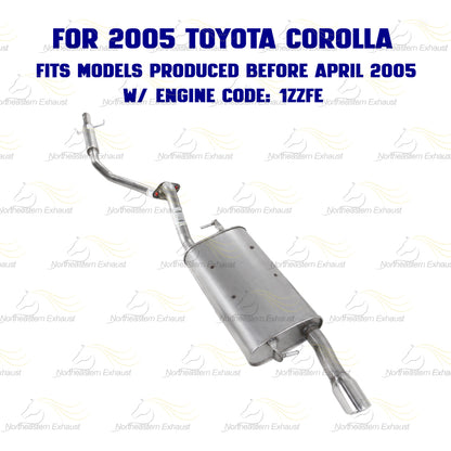 2003-2005 Toyota Corolla 1.8L Muffler Resonator Pipe Exhaust System Kit | For 1ZZFE Engine Code