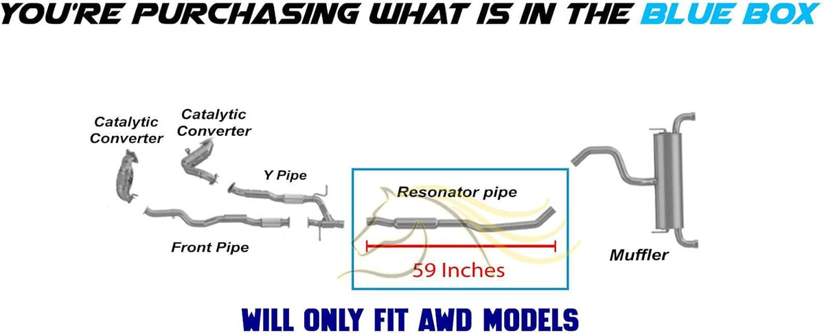 Exhaust Resonator Pipe for Jeep Cherokee 2014-2019 2.4L | Jeep Cherokee 2014-2018 3.2L | For AWD