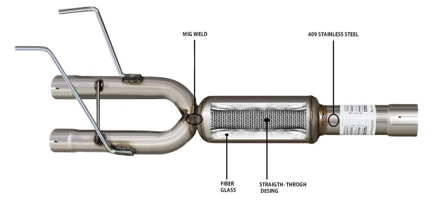Dual Chamber Performance Exhaust Muffler Compatible for Dodge Ram 1500 2009-2010