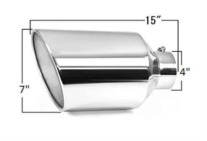 Colt Exhaust Bolt on Rolled Edge Slant Stainless Exhaust Tip 4 Inch x 7 Inch x 15 Inch
