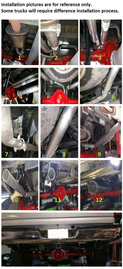 1987-2004 Dodge Ram 1500 and 2500 Dual 2.5'' Mandrel-Bent Exhaust Pipe with Rounded Edge Tips for Gas Models