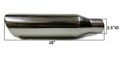 Universal Rolled Edge Angle Cut Exhaust Tip (2.5" Inlet, 4" Outlet, 18" Length)