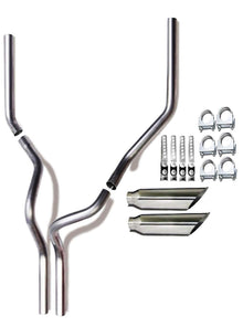 1987-2002 Chevrolet Silverado/C/K 1500 and 2500 Dual 2.5'' Mandrel-Bent Exhaust Pipe with Rounded Edge Tips for Gas Models