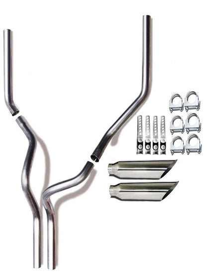 1987-2002 Chevrolet Silverado/C/K 1500 and 2500 Dual 2.5'' Mandrel-Bent Exhaust Pipe with Rounded Edge Tips for Gas Models