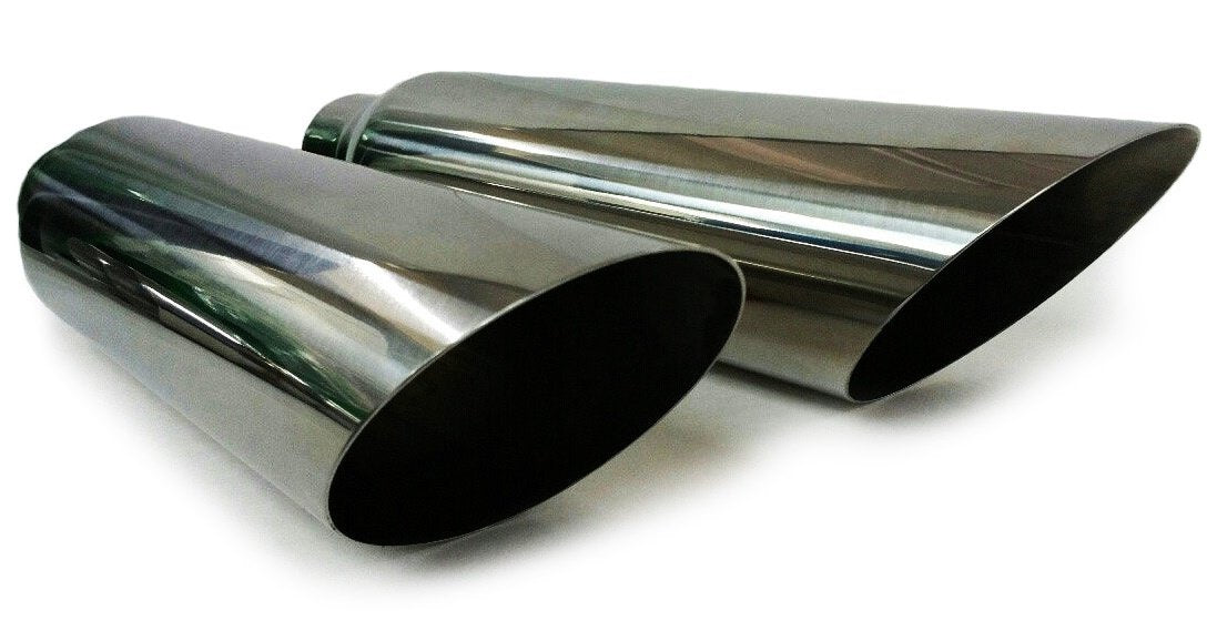 1987-2002 GMC Sierra/C/K 1500 and 2500 Dual 2.5'' Mandrel-Bent Exhaust Pipe with Rounded Edge Tips for Gas Models