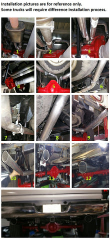 1987-2002 Ford F-150, F-250 and F-350 Dual 2.5'' Mandrel-Bent Exhaust Pipe with Angle Cut Tips for Gas Models