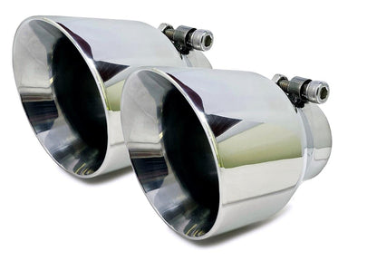 Colt Exhaust | (2 Pack) Stainless Steel Double Wall Round Exhaust Tips 2.5" Inches ID x 4" OD and 5.5" Long (Bolt on) | Automotive Replacement Part