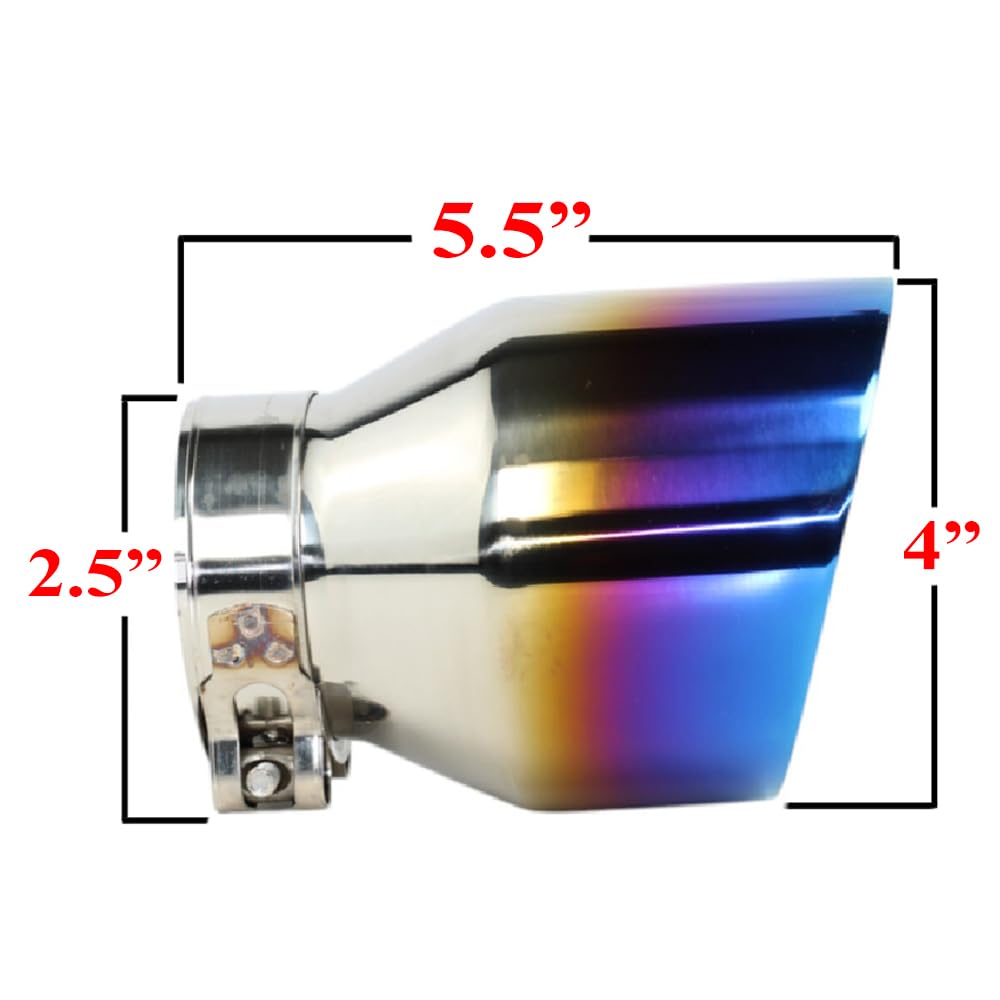 2.5"ID / 4"OD / 5.5"Long Universal Exhaust Tips - Pair (Pack of 2)