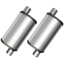 2 Pack Stainless Steel Pair of Universal Performance Muffler 2.5" Inch Inlet x 2.5" Outlet x 24" Long
