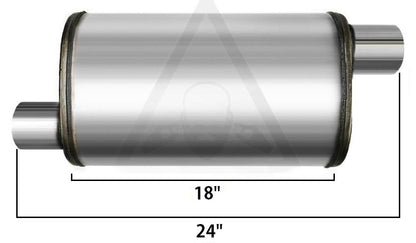 2 Pack Stainless Steel Pair of Universal Performance Muffler 2.5" Inch Inlet x 2.5" Outlet x 24" Long