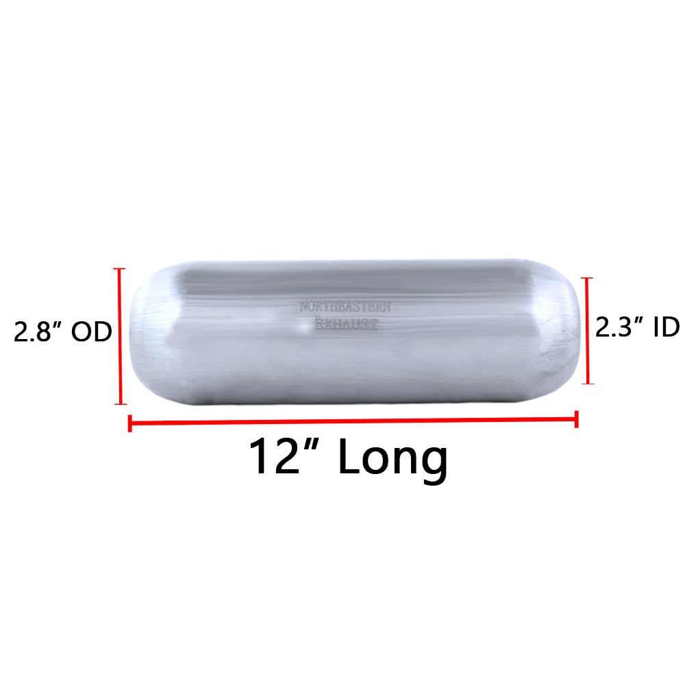 Exhaust Universal GlassPack Resonator/Muffler | 2.3" Inlet | 2.8" Outlet | 12" Inch Long