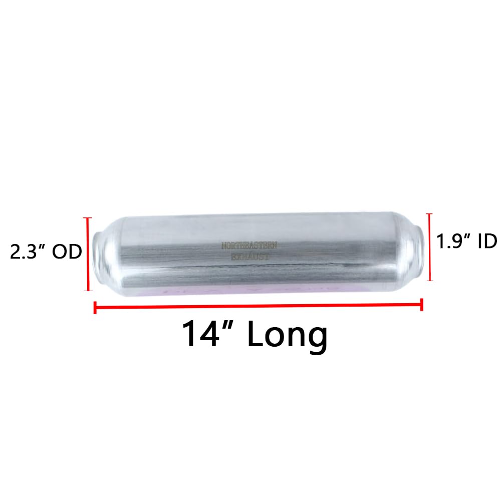 Exhaust Universal GlassPack Resonator/Muffler | 1.9" Inlet | 2.3" Outlet | 14" Long