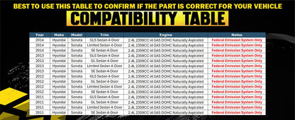 2011-2014 Hyundai Sonata 2.4L Exhaust Pipes, Catalytic Converter and Muffler