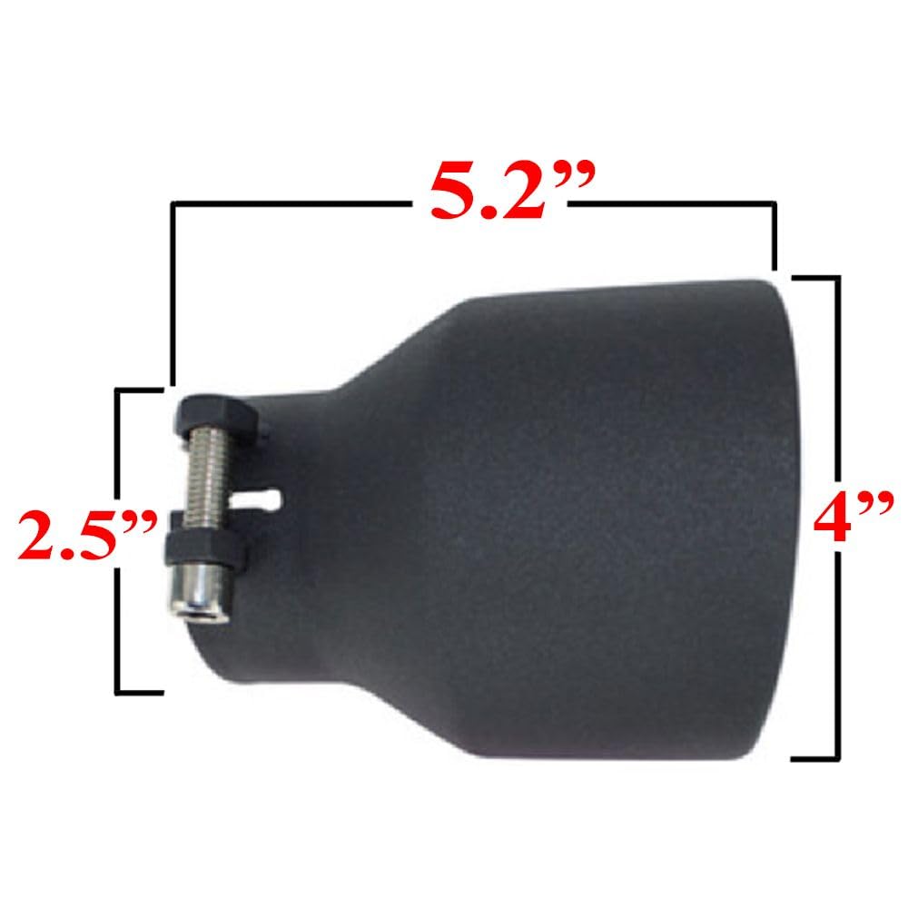 Stainless Steel Universal Exhaust Tip 2.5" Inch ID x 4" Inch OD x 5.2" Inch Long Black Coated | Automotive Replacement Part