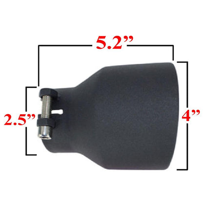 Stainless Steel Universal Exhaust Tip 2.5" Inch ID x 4" Inch OD x 5.2" Inch Long Black Coated | Automotive Replacement Part