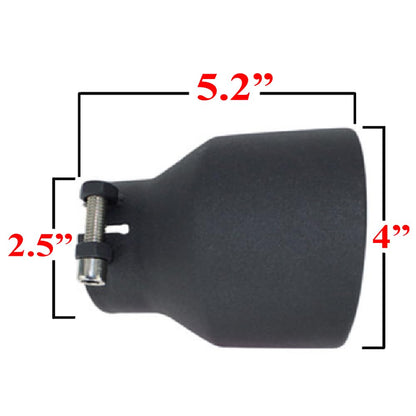 Stainless Steel - 2 Pack Universal Exhaust Tips 2.5" Inch ID / 4" Inch OD / 5.2" Inch Long Powder Coated Black