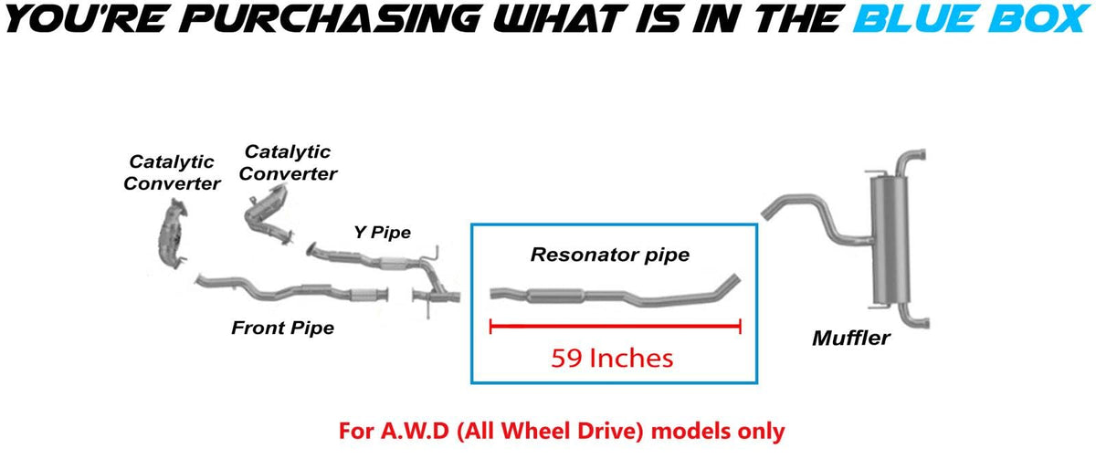 Exhaust Resonator Pipe for Jeep Cherokee 2014-2019 2.4L | Jeep Cherokee 2014-2018 3.2L | For AWD