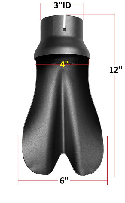 Stainless Steel Universal Black Powder Coated Diffuser Exhaust Tip | 3" ID x 12" Long