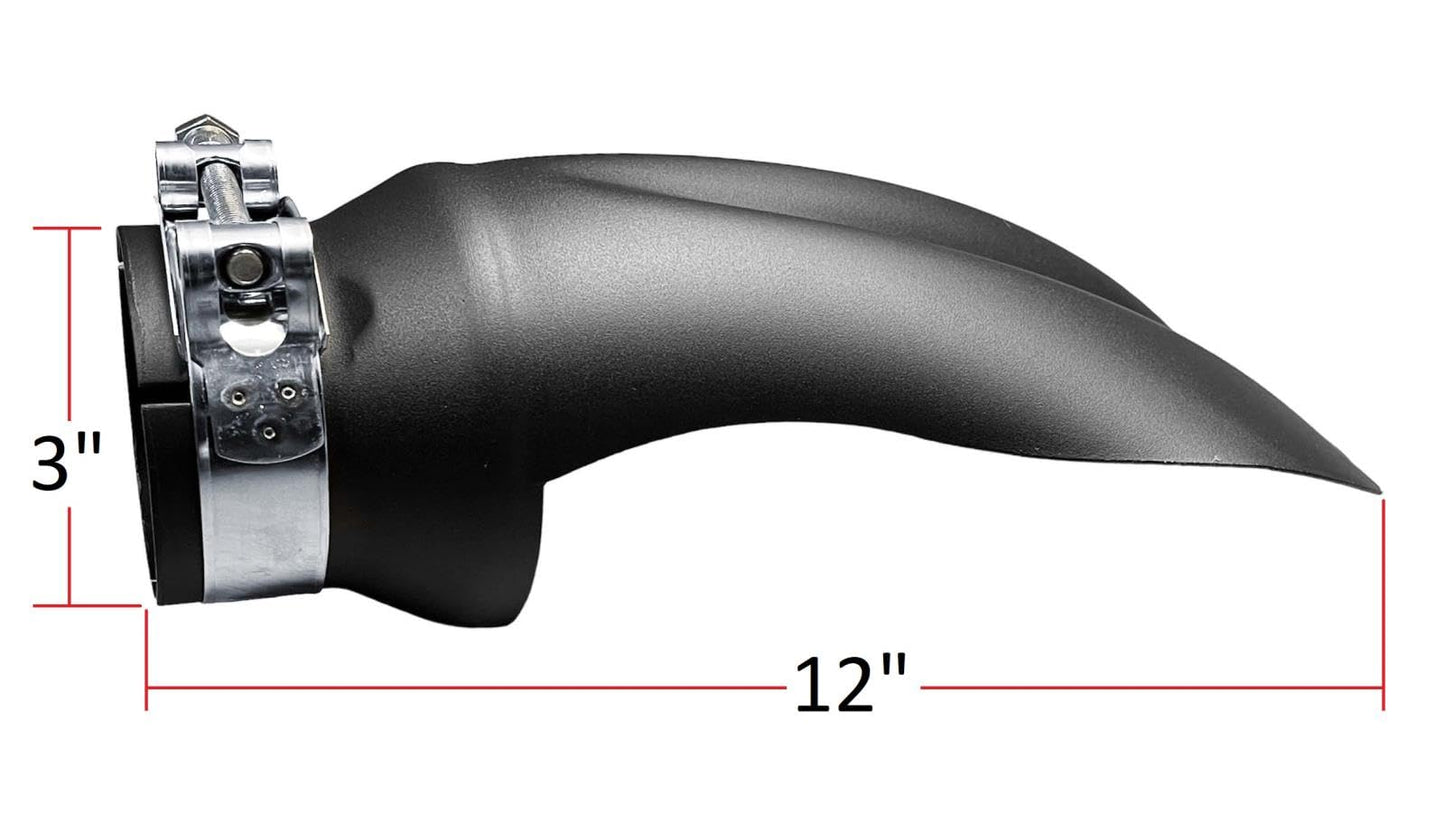 Stainless Steel Universal Black Powder Coated Diffuser Exhaust Tip | 3" ID x 12" Long