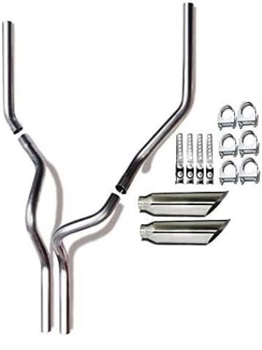 1987-2002 Chevy Silverado/C/K 1500 and 2500 Dual 2.5'' Mandrel-Bent Exhaust Pipe with Angle Cut Tips for Gas Models