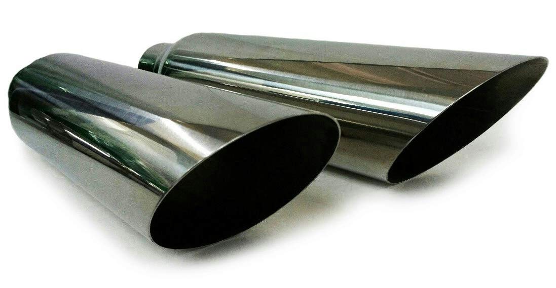 1987-2002 Chevy Silverado/C/K 1500 and 2500 Dual 2.5'' Mandrel-Bent Exhaust Pipe with Angle Cut Tips for Gas Models