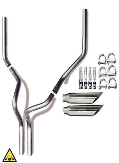 1987-2002 Chevy Silverado/C/K 1500 and 2500 Dual 2.5'' Mandrel-Bent Exhaust Pipe with Angle Cut Tips for Gas Models