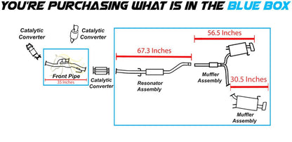 2009-2014 Acura TL 3.5L Exhaust Pipe, Resonator and Pair of Muffler