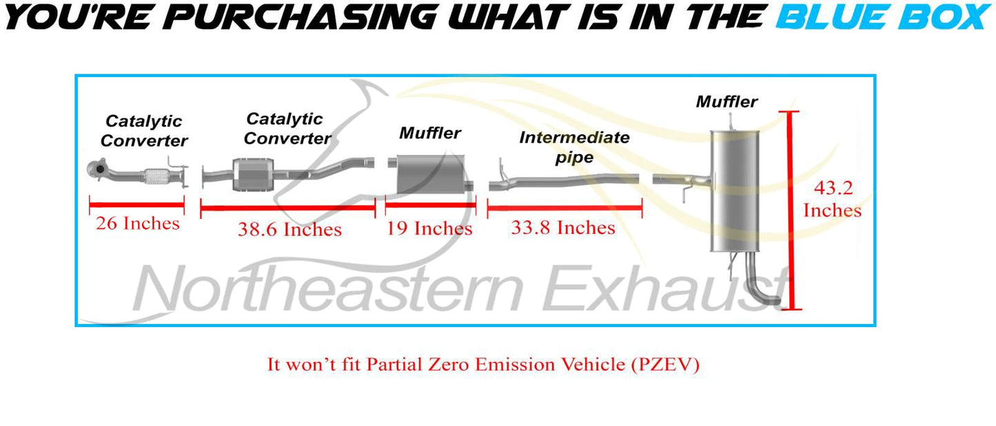 2015-2017 Chevy Equinox 2.4L Front and Rear Catalytic Converter, Mufflers and Pipe